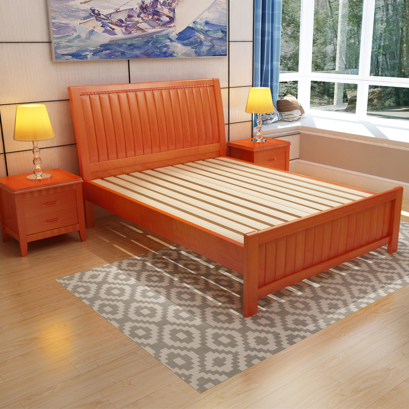 云图家具 实木床1.2单人床1.5米双人床1.8可配储物高箱床