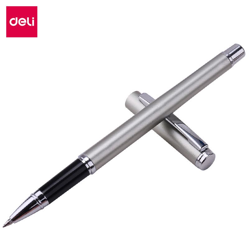 得力deliS82中性笔商务办公签字笔金属笔杆S80碳素笔水笔签字笔办公学生文具批发书写笔0.5 mm粗细图片