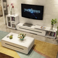 现代简约电视柜 卧室时尚储物地柜 客厅伸缩电视柜茶几组合