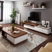 现代简约茶几电视柜 客厅成套组合地柜卧室 木纹贴皮