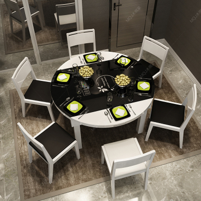 木祺家 电磁炉餐桌椅组合 简约现代实木餐桌 伸缩饭桌 餐台