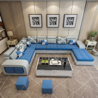 可拆洗布艺沙发客厅组合简约现代大小户型时尚转角U型沙发