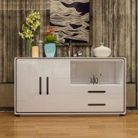 现代新款3个组装简约餐边柜储物白色烤漆酒柜