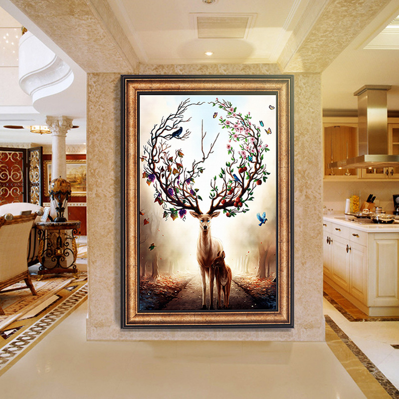 玄关装饰画欧式美式竖版过道简欧挂画现代简约客厅沙发背景墙壁画