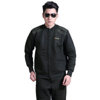 绒衣绒裤 男士圆领橄榄绿保暖套装 秋冬绒衣套装