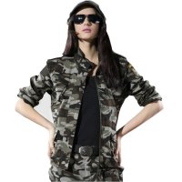 军迷服饰秋冬女式休闲夹克 修身女式户外迷彩多袋外套女