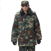 07式丛林迷彩作训大衣加厚保暖数码迷彩棉服 户外作训迷彩军大衣