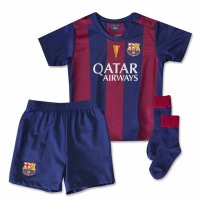 户外运动球服套装巴萨球衣 14-15主场童装足球服童装 学生训练服套装