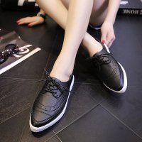 春夏季韩版休闲纯色 系带尖头平底低跟浅口单鞋 男女鞋 学生鞋