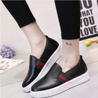 春夏季休闲时尚低帮平跟女鞋 纯色红条松紧带一脚蹬懒人鞋 单鞋 乐福鞋