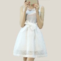 夏季韩版时尚优雅无袖欧根纱雪纺清爽透气女神蓬蓬连衣裙