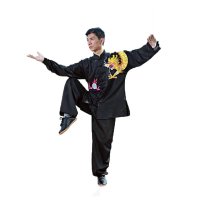 户外运动绣龙绣凤棉麻锦太极服练功服男女士表演服武术服