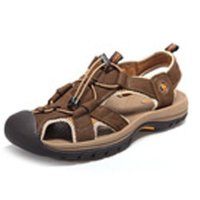 夏季休闲真皮男凉鞋露趾魔术贴 凉拖透气舒适沙滩鞋日常休闲皮凉鞋