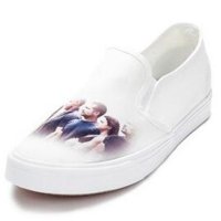 休闲时尚潮鞋青少年一脚蹬透气帆布鞋懒人鞋休闲涂鸦低帮套鞋