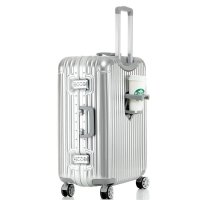 时尚多功能 简款旅行箱包拉杆箱杯架行李箱24 26铝框箱20寸万向轮拉杆箱
