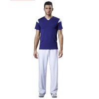 户外运动2016春夏健身服套装 男士健身房运动服短袖运动服 深蓝色套