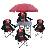 户外运动垂钓折叠椅椅铝桌休闲五件套 户外露营组合套装伞桌椅 沙滩钓鱼折叠桌椅