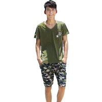 户外运动军迷服大码亲子装夏装军绿迷彩服短袖T恤三口纯棉母子女家庭套装