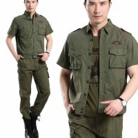 户外运动迷彩服工作服军迷户外纯棉短袖军绿色 套装夏军装男 作训工装服耐磨
