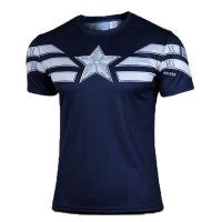 户外运动美国队长男士运动 速干运动短袖T恤 紧身衣潮流速干衣T恤