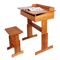户外运动竹制学生桌椅 学习桌椅套装 可升降课桌椅中小学生书桌 楠竹本色