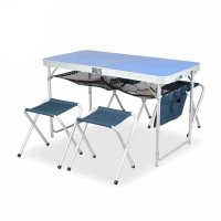 户外铝合金折叠桌椅套装 便携摆摊桌 展业桌 宣传桌 蓝色