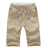 户外休闲运动裤子夏季青少年松紧五分裤男式纯棉休闲中裤 运动沙滩裤 透气男裤直筒