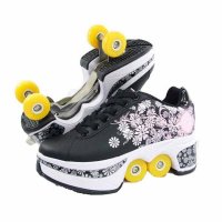 户外体育运动轮滑滑板鞋有轮子的运动鞋变形轮滑鞋两用旱冰鞋溜冰暴走鞋