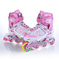 户外运动轮滑滑板溜冰鞋体育鞋有轮子的鞋闪光PU轮儿童直排轮滑鞋一体刀架单排溜冰鞋旱冰鞋