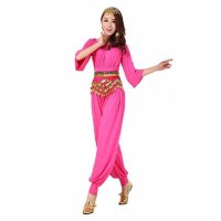2016女式性感U领锁边喇叭袖灯笼裤肚皮舞套装服装 练习服练功服演出服