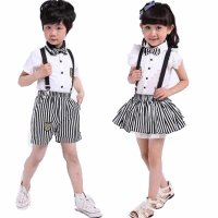 户外运动六一儿童大合唱服表演服元旦儿童演出服男女童短袖背带裤夏