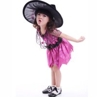 户外运动欧美儿童服装女童可爱蝴蝶结女巫化装舞会表演服公主裙演出服
