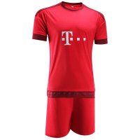 夏季透气短款足球服套装皇马俱乐部运动服 球迷版队服 15赛季巴萨梅西10号球服 拜仁球衣训练服定制印号 拜仁主场红色