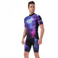 2016户外运动星空紫色男款夏季骑行自行车户外单车衫上衣