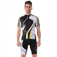 2016户外运动夏季男款背带骑行服套装 速干耐磨透气海天格子骑行服