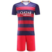 足球服套装皇马俱乐部运动服 球迷版队服 15赛季巴萨梅西10号足球服套装 拜仁球衣训练服定制印号 巴萨主场条纹 足球比赛