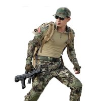 户外运动户外青蟒纹迷彩服作训服 军迷服装青蛙服套装男 多袋耐磨