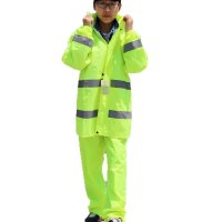 户外运动2016春夏双层透气分体雨衣雨裤套装 男女 带帽加大加厚环卫反光条雨披