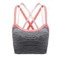 欧伦萨 户外运动透气瑜伽运动内衣健身跑步文胸聚拢 女夏双色肩带胸垫抹胸