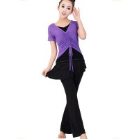 户外运动夏季广场舞服装 拉丁舞服饰套装瑜伽服