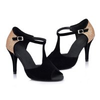 欧伦萨 拉丁舞鞋女式成人舒适软底中跟国标交谊广场舞恰恰舞鞋