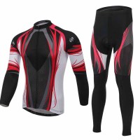 欧伦萨 户外运动套装长袖男士套装硅胶座垫吸湿排汗山地车装备春季