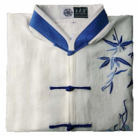 欧伦萨 户外运动带绣花太极服 棉麻锦面料 男女夏秋 太极服8027