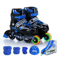 欧伦萨 户外运动2016款儿童单直排PU溜冰鞋 全套装闪光可调节轮滑鞋
