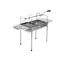 欧伦萨 户外装备野餐烧烤配旋转烤叉木炭家用烧烤炉野外烤煎两用烧烤架户外不锈钢烧烤架 2256