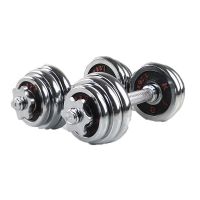 欧伦萨 运动健身训练哑铃电镀哑铃室内健身器材健身哑铃 红字包胶杆