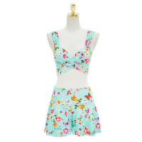 欧伦萨 户外运动16泳衣女士保守分体小胸比基尼聚拢钢托泡温泉三件套韩国泳装0CPX4