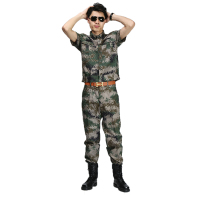 欧伦萨 户外运动丛林数码迷彩套装 林地迷彩作训服陆战军迷服