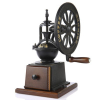 欧伦萨 经典大转轮商用复古款磨豆机 手磨铸铁咖啡豆研磨机家用摆设