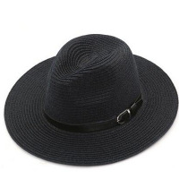 欧伦萨 户外运动皮带草编礼帽纯色英伦帽沙滩遮阳帽时尚礼帽